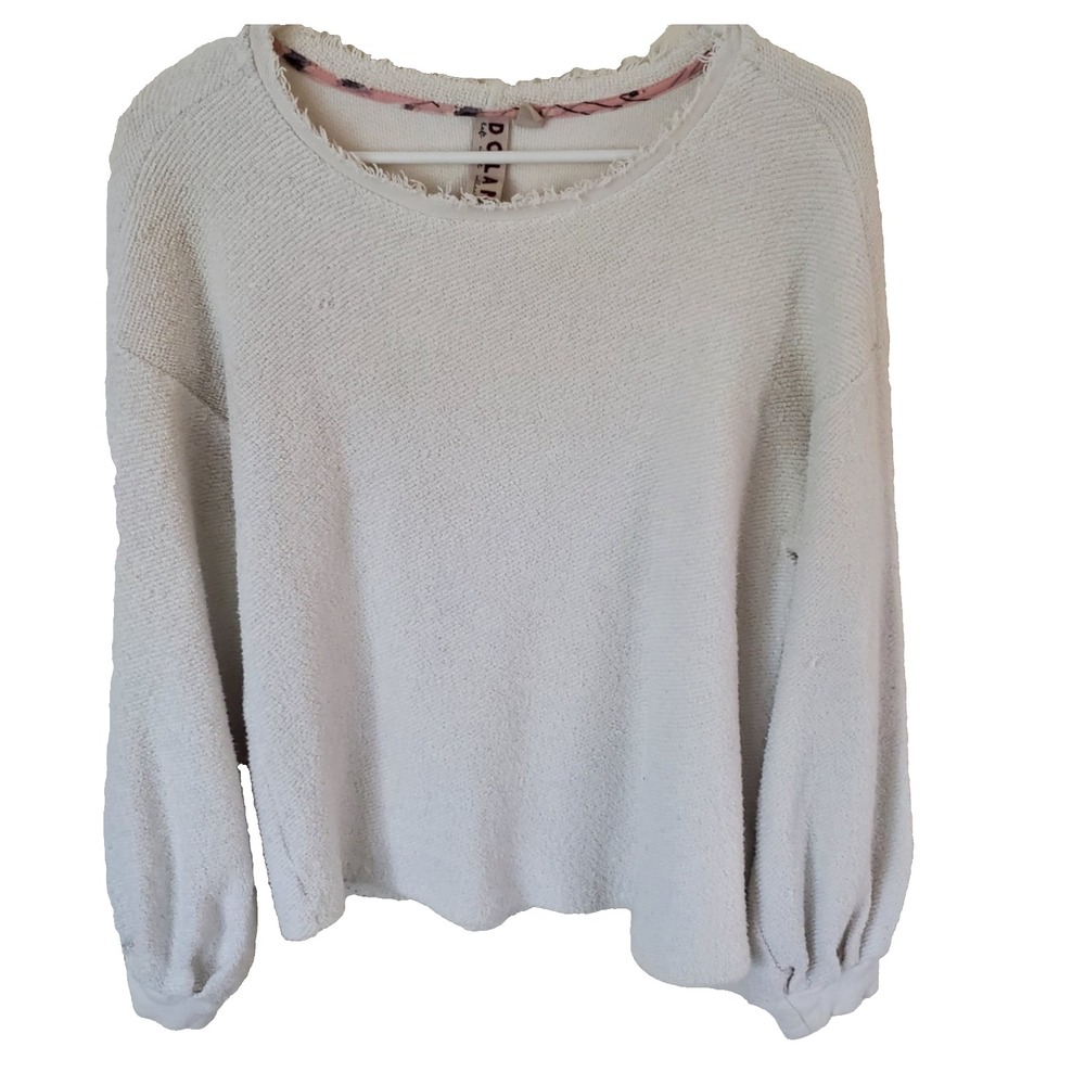 Anthropologie Dolan Left Coast Textured Terry Top M Raw Edge Boho Coastal Beachy